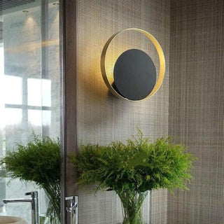 Black and gold round wall sconce G4 – 26cm modern front view