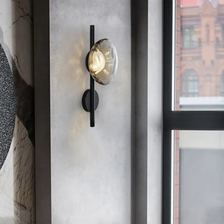 Black glass ball wall sconce G9 IP65 – modern exterior front view