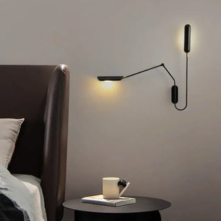 2-light adjustable arm wall sconce E27 in black metal – front