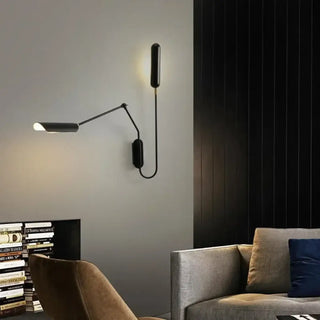 Vintage black adjustable wall sconce 70cm installed in interior