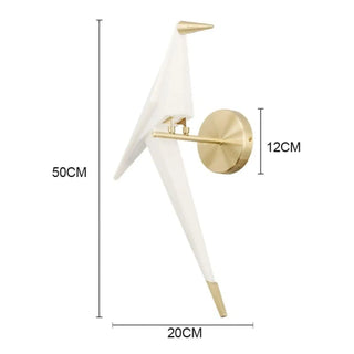Sculptural gold bird wall light G4 LED – interior installed view