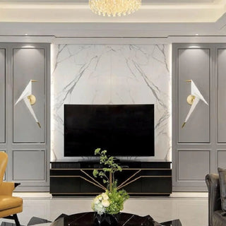 Bird-inspired wall sconce G4 gold LED IP20 living room decor