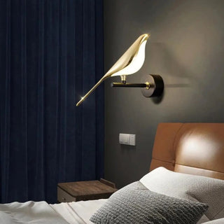 Bird art wall sconce G4 gold – 28×24cm single bird front view