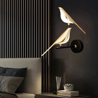 Silver double bird wall sconce – 28×38cm two-bird G4 LED close-up