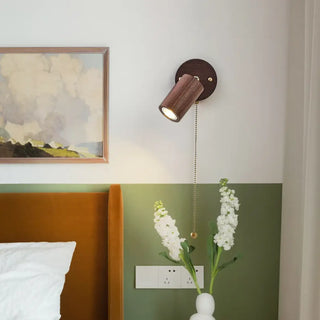Wood wall light E27 adjustable arm 3000K brown