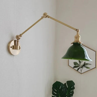 Brass articulated wall sconce side – 70cm arm green yellow white