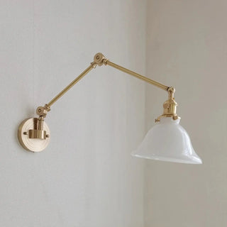 Brass adjustable wall sconce E27 green diffuser – front view