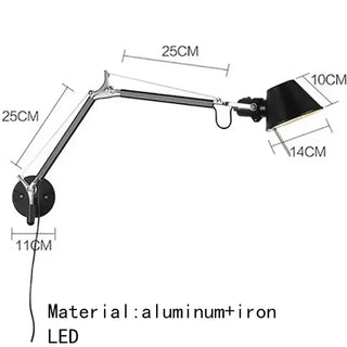 Industrial adjustable wall sconce E27 LED black 50cm