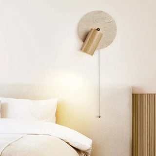 Adjustable travertine and metal wall sconce E27 – brown beige Ø18cm