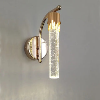 Gold art deco wall light – glass tube sconce side view