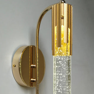 Transparent glass wall lamp – G9 LED gold frame detail