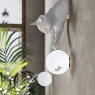 Cat wall sconce LED – white modern art deco 2-light