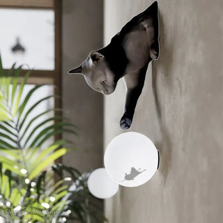 Gray cat wall sconce – LED luminous sphere modern art