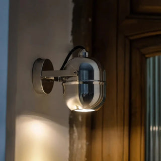 Silver chrome wall sconce E27 oval shape – modern interior front view