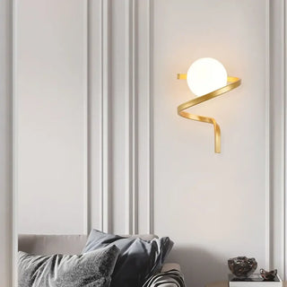 Modern wall light E27 LED black gold glass detail