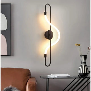 Gold long LED tube wall sconce IP65 – side angle corridor