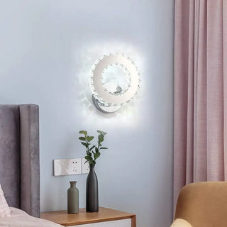 Silver metal LED bathroom wall sconce 16W cool white 22cm