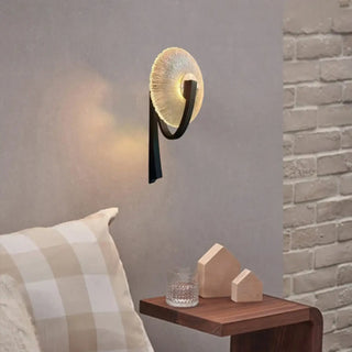 Retro wall sconce black glass aluminum close-up