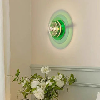 Spira three colored disc wall light – side angle
