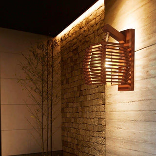 Applique murale en bambou – Applique murale en rotin fabriquée à la main | Éclairage marron naturel