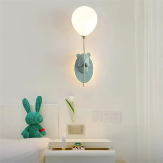 Whimsical bear LED wall sconce in green – children's room