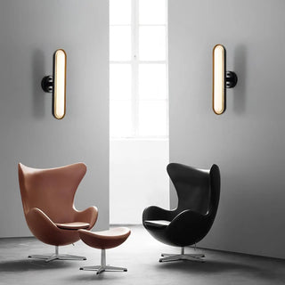 Frosted glass oval wall light gold black aluminum – angle