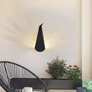 Peacock feather wall light aluminum gold – side view