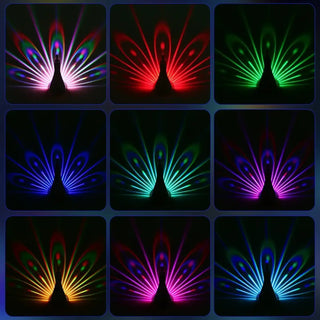 Peacock wall light warm glow ambient display – close-up