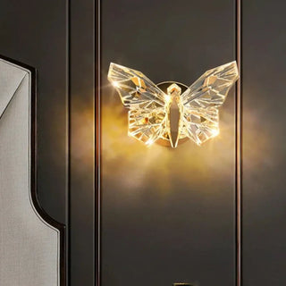 Crystal butterfly wall light gold dimmable 3000K warm