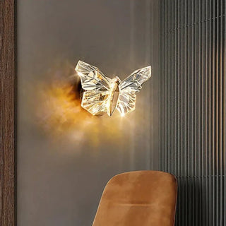 Butterfly crystal wall sconce LED gold acrylic elegant
