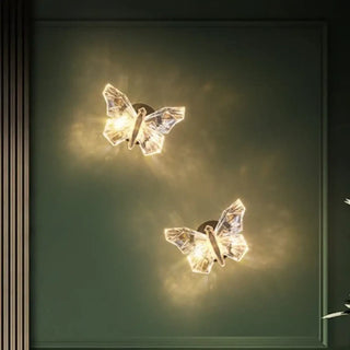 Crystal butterfly sconce side view gold aluminum