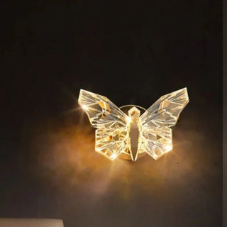 Butterfly wall light close-up crystal acrylic gold LED