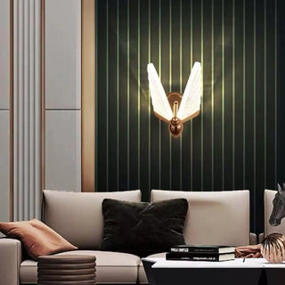 Colorful butterfly wall light Art Deco gold 27cm – angle view