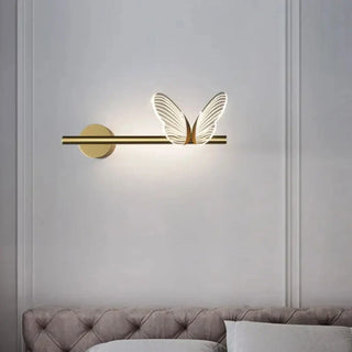 Golden butterfly metal wall light exterior 9x24cm – detail