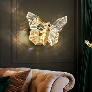 Origami butterfly wall sconce G9 LED gold aluminium dimmable