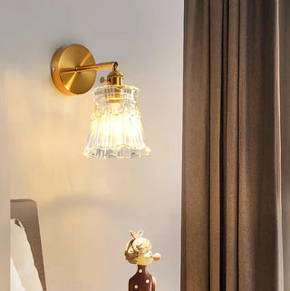 Tulip glass paste wall lamp – gold art deco side view
