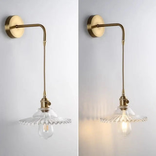 Artisan glass wall sconce E27 bracket – installed modern setting