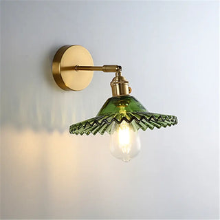 Green glass bracket wall lamp E27 7W LED artisan craft light