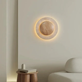 Stone wood wall sconce G9 26W white round 25cm