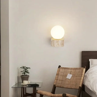 Close-up of natural stone texture wall sconce G9 – elegant interior lighting