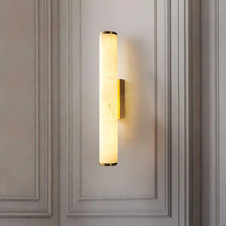Scandinavian tube wall light – gold aluminium side view