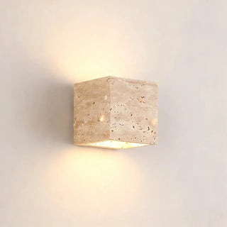 Square natural stone wall light – side angle