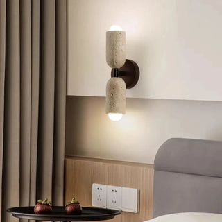 Black stone wood wall sconce E27 IP65 2 lights side
