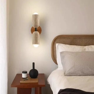 Stone wood wall sconce E27 brown IP65 32x10cm LED