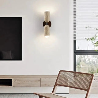 Natural stone wood wall light brown 3000K close-up