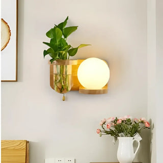 Plant wall light E27 glass sphere 26cm – angle view