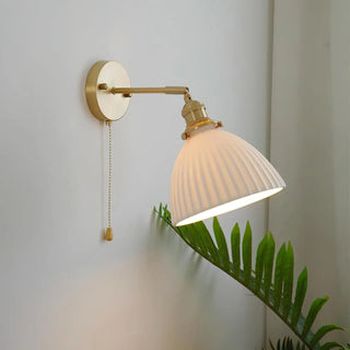Pleated shade vintage wall sconce E27 gold white warm 3000K