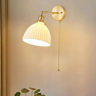 Elegant gold white wall light E27 LED vintage pleated sconce
