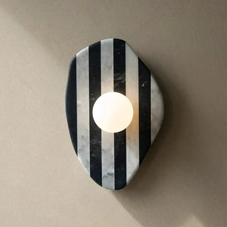 Marble wall sconce side view black E27 round 20cm