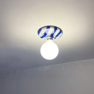 Striped white brown glass wall light 11.5cm – angle view